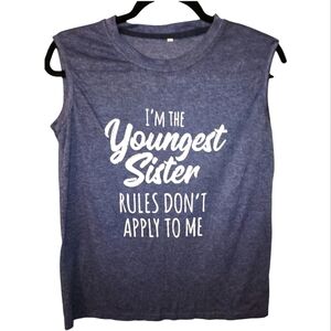 Blue Sleeveless Graphic Tee